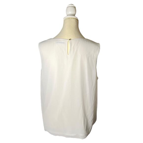 Calvin Klein Women’s Flowy Chiffon Feel Designer Sleeveless Top White Workwear M - Picture 4 of 8